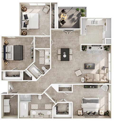 a floor plan of a house with bedrooms and a living room